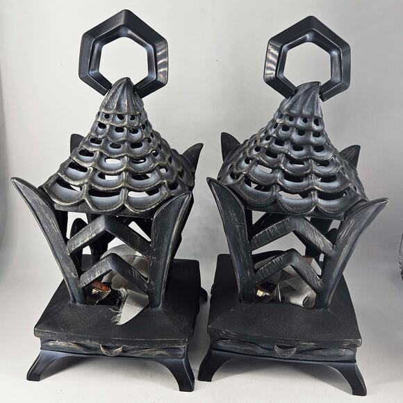 2 Gemmy Halloween gothic lantern Flickering Flame Works w/ Box - Picture 1 of 10